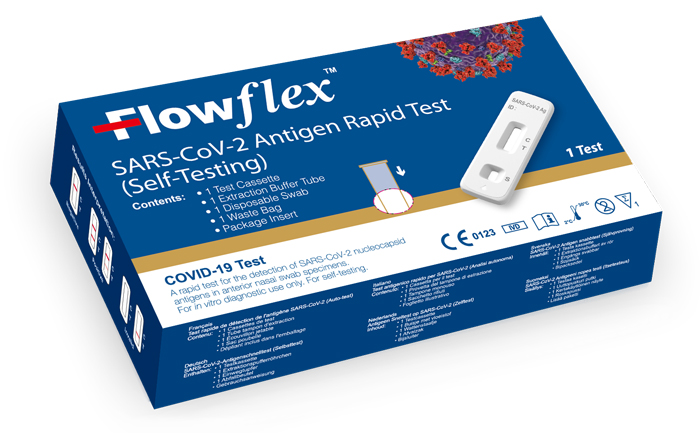 TEST ANTIGENICO RAPIDO COVID-19 FLOWFLEX AUTODIAGNOSTICO DETERMINAZIONE QUALITATIVA ANTIGENI SARS-COV-2 IN TAMPONI NASALI MEDIANTE IMMUNOCROMATOGRAFIA PROVETTA CON ALLUMINIO - dottorbianchi.it