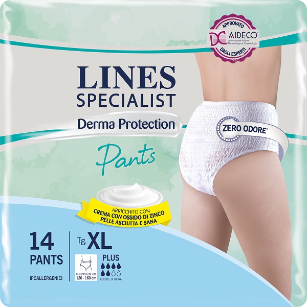 PANNOLONE PER INCONTINENZA LINES SPECIALIST DERMA PANTS PLUS XL 14 PEZZI - dottorbianchi.it