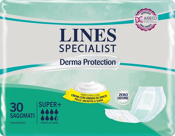PANNOLONE PER INCONTINENZA LINES SPECIALIST DERMA SAGOMATO SUPER+ 30 PEZZI - dottorbianchi.it