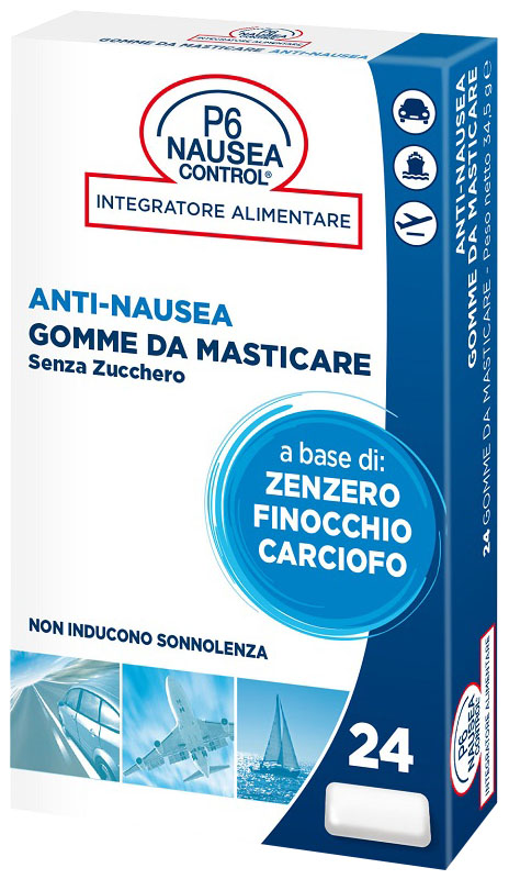 P6 NAUSEA CONTROL 24 GOMME DA MASTICARE SENZA ZUCCHERO - dottorbianchi.it