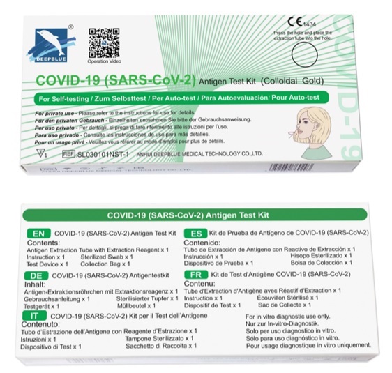 TEST ANTIGENICO RAPIDO COVID-19 DEEPBLUE AUTODIAGNOSTICO DETERMINAZIONE QUALITATIVA ANTIGENI SARS-COV-2 IN TAMPONI NASALI MEDIANTE IMMUNOCROMATOGRAFIA - dottorbianchi.it