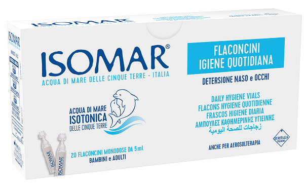 ISOMAR SOLUZIONE ISOTONICA ACQUA MARE IGIENE QUOTIDIANA 20 FLACONCINI MONODOSE 5 ML - dottorbianchi.it