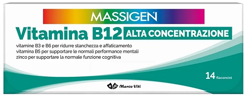 MASSIGEN VITAMINA B12 ALTA CONCENTRAZIONE 14 FLACONCINI - dottorbianchi.it