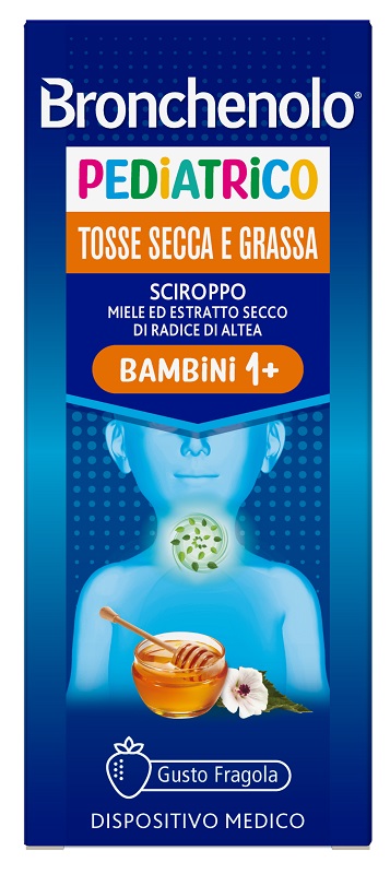 SCIROPPO BRONCHENOLO PEDIATRICO TOSSE SECCA E GRASSA DA 1 ANNO IN SU 120 ML GUSTO FRAGOLA SENZA COLORANTI ARTIFICIALI, SENZA ALCOL, SENZA OGM - dottorbianchi.it