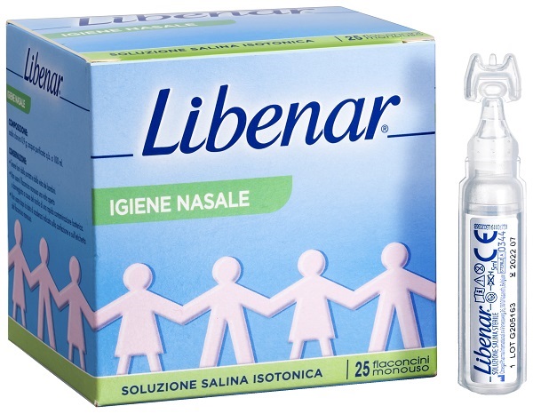 SOLUZIONE SALINA ISOTONICA 0,9% LIBENAR PER IGIENE NASALE 25 FLACONCINI MONOUSO X 5 ML - dottorbianchi.it