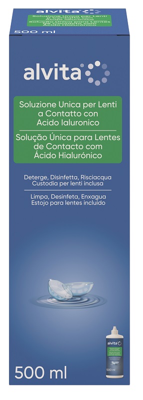 SOLUZIONE UNICA LENTI A CONTATTO CON ACIDO IALURONICO ALVITA 500 ML - dottorbianchi.it