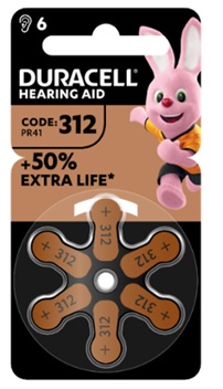 DURACELL EASY TAB 312 MARRONE BATTERIA PER APPARECCHIO ACUSTICO 6 PEZZI - dottorbianchi.it