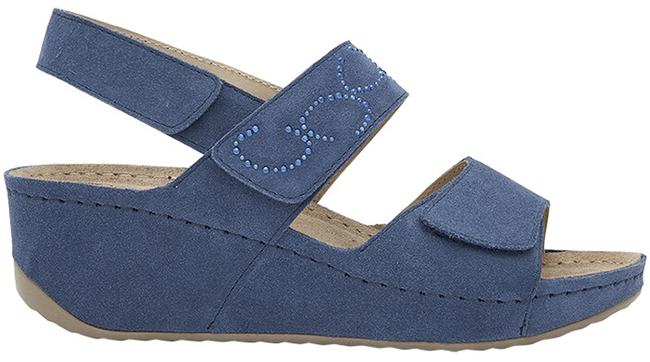 ABERDEEN WEDGE SANDAL SUEDE+STRASS W BLUE 38 - dottorbianchi.it