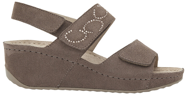 ABERDEEN WEDGE SANDAL SUEDE+STRASS W TAUPE 37 - dottorbianchi.it