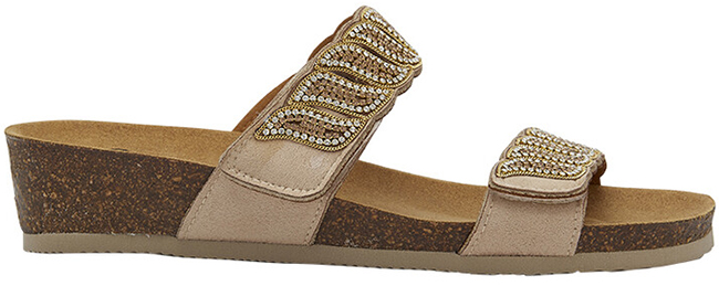 DOHA 2 STRAPS MICROFIBRE+STRASS W BEIGE 36 - dottorbianchi.it