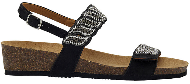 DOHA 2 STRAPS SANDAL MICROFIBRE+STRASS W BLACK 41 - dottorbianchi.it