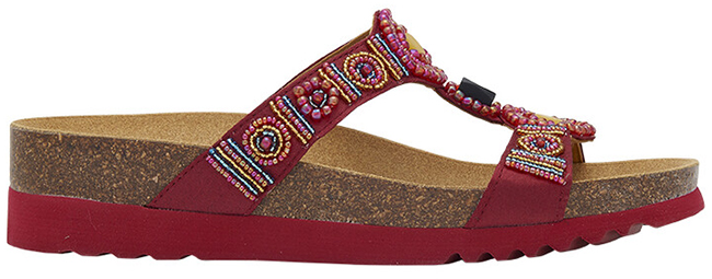 NEW BOGOTA' WEDGE SATIN+BEADS W DK RED/MULTI 39 - dottorbianchi.it