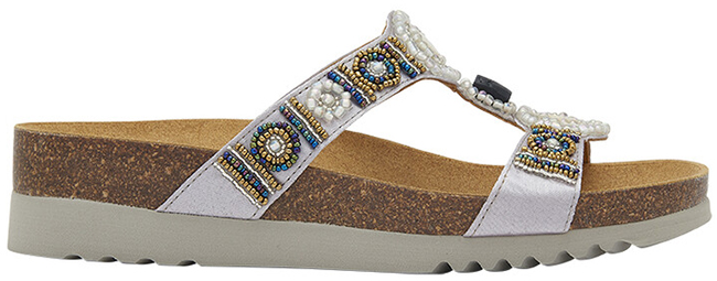 NEW BOGOTA' WEDGE SATIN+BEADS W SILVER/BRONZE 41 - dottorbianchi.it