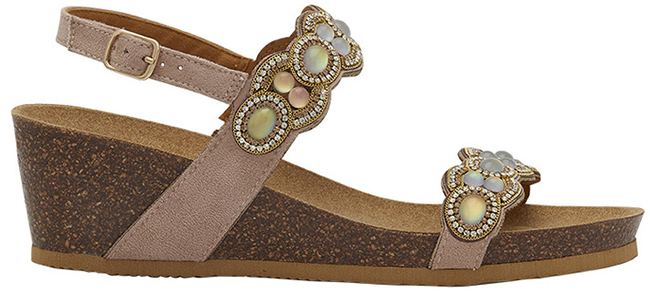 ORTIGIA SANDAL MICROFIBRE + IRIDESCENT STONES W BEIGE 36 - dottorbianchi.it