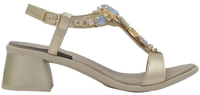 PALEA T-BAR SANDAL SYNTHETIC+STONES W PLATINUM 39 - dottorbianchi.it