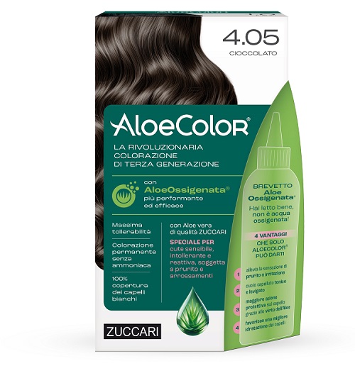 ALOECOLOR 4,05 CIOCCOLATO TINTA PERMANENTE CAPELLI COLORE AD ALTA PIGMENTAZIONE 50 ML + RIVELATORE ALOEOSSIGENATA 75 ML + SHAMPOO ALOECARE 15 ML + GUANTI - dottorbianchi.it