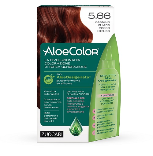 ALOECOLOR 5,66 CASTANO CHIARO ROSSO INTENSO TINTA PERMANENTE CAPELLI COLORE AD ALTA PIGMENTAZIONE 50 ML + RIVELATORE ALOEOSSIGENATA 75 ML + SHAMPOO ALOECARE 15 ML + GUANTI - dottorbianchi.it