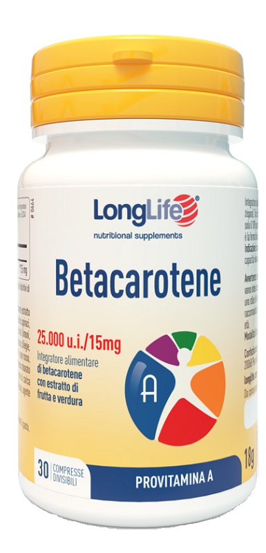 LONGLIFE BETACAROTENE 25000UI 30 COMPRESSE DIVISIBILI SENZA GLUTINE - dottorbianchi.it