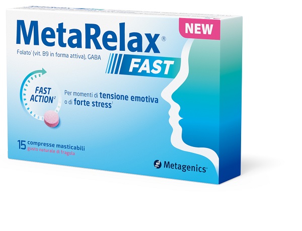METARELAX FAST 15 COMPRESSE MASTICABILI GUSTO NATURALE DI FRAGOLA SENZA GLUTINE SENZA LATTOSIO CON EDULCORANTI - dottorbianchi.it